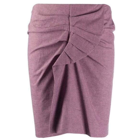 NWT ISABEL MARANT ETOILE Ines Houndstooth Linen Blend Skirt Sz 4 Mauve - Picture 2 of 8
